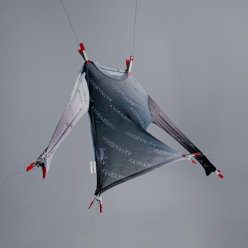 Streched mesh top with liquid all over pattern